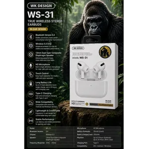 هدفون بلوتوثی دبلیو کی دیزاین مدل True Wireless 31 - بندانگشتی 11