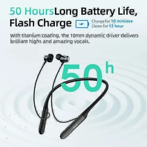 هدفون بلوتوثی گردنی QCY مدل C2 با قابلیت حذف نویز محیطی (ENC)، درگاه شارژ USB Type-C، با قابلیت شارژ سریع، مقاوم در برابر رطوبت و عرق (IPX4) - بندانگشتی 5
