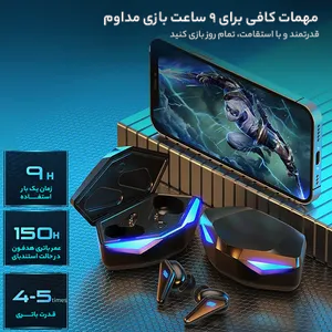 هدفون بلوتوثی مدل K55 با قابلیت حذف نویز (ANC)، درگاه شارژ USB Type-C، دارای کنترل لمسی روی گوشی‌ها، حالت Gaming، مقاومت در برابر رطوبت و عرق - بندانگشتی 8
