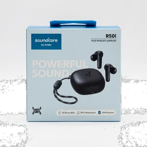 هدفون بلوتوثی مدل SoundCore R50i  بدون قابلیت نویز کنسلینگ، درگاه شارژ USB Type-C، دارای فناوری AI-Enhanced Calls برای کاهش نویز و بهبود مکالمات، مقاوم در برابر رطوبت و عرق - بندانگشتی 2