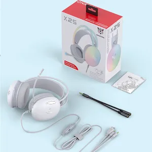 هدست گیمینگ اونیکوما مدل X25 RGB با نویز کنسلینگ میکروفون (ENC)، بدون قابلیت شارژ، اتصال از طریق جک 3.5 میلی متری صدا، دارای دکمه قطع و وصل میکروفون و دکمه کنترل صدا، طراحی ارگونومیک و بالشتک‌های نرم و قابل تنظیم، مقاوم در برابر رطوبت و عرق - بندانگشتی 8