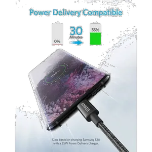 کابل تبدیل USB-C به USB-C انکر مدل Nylon A8752 طول یک متر - بندانگشتی 4