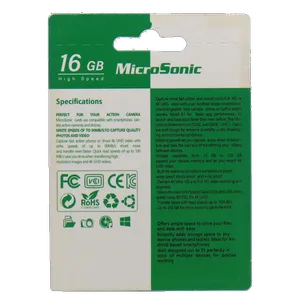 کارت حافظه microSDHC میکروسونیک مدل HC کلاس 10 استاندارد UHS-I U1 سرعت 90MBps ظرفیت 16 گیگابایت  - بندانگشتی 3