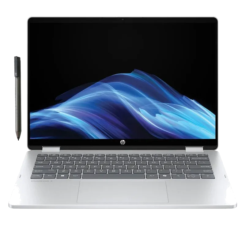 لپ تاپ 14 اینچی اچ پی مدل OmniBook 5 Flip 14-fp0023dx-Core 7 150U-16GB LPDDR5 5200MHz-512GB SSD-IPS-Touch-Backlit-W به همراه قلم