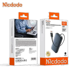 Mcdodo MC-592 45W LED Display Power Bank 10000mAh Built-in USB-C Retractable Cable - بندانگشتی 16