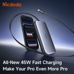 Mcdodo MC-592 45W LED Display Power Bank 10000mAh Built-in USB-C Retractable Cable - بندانگشتی 5