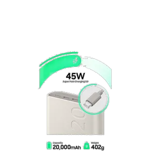 پاوربانک 45 وات سامسونگ مدل Battery Pack EB-P4520 ظرفیت 20000 میلی‌آمپر ساعت - بندانگشتی 5