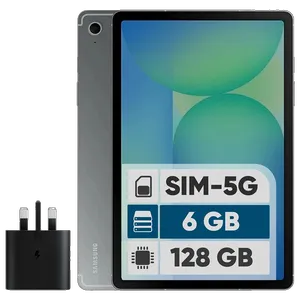 Samsung Galaxy Tab S10 Lite 5G 10.9 inch Tablet with 128GB and 6GB RAM, SIM card Support, 8 MP main camera, Stylus Support, with 25W Samsung EP-TA800 Wall Chager - بندانگشتی 1