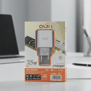 شارژر دیواری 25 وات دو پورت اوکی 24 مدل ADPT Fast Charge - بندانگشتی 2
