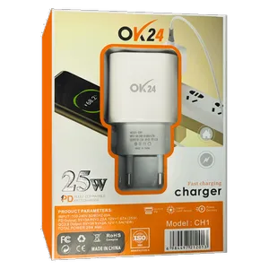 شارژر دیواری 25 وات دو پورت اوکی 24 مدل ADPT Fast Charge - بندانگشتی 5