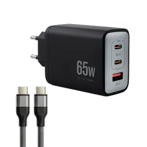 شارژر دیواری 65 وات 3 پورت وونک مدل PD65w به همراه کابل USB-C - بندانگشتی 1