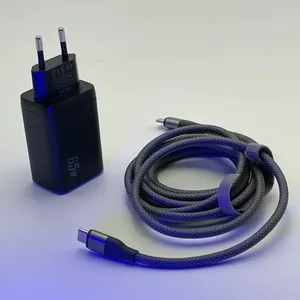 شارژر دیواری 65 وات 3 پورت وونک مدل PD65w به همراه کابل USB-C - بندانگشتی 7