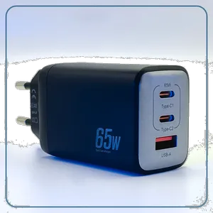 شارژر دیواری 65 وات 3 پورت وونک مدل PD65w به همراه کابل USB-C - بندانگشتی 9