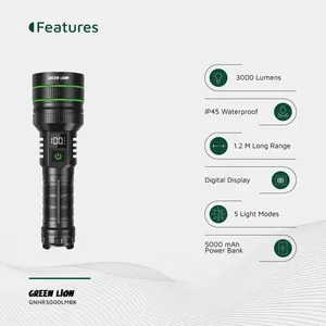 چراغ قوه دستی گرین لاین مدل GNHR3000LMBK با نور مهتابی و قابلیت شارژ سریع - angle 4