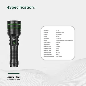 چراغ قوه دستی گرین لاین مدل GNHR3000LMBK با نور مهتابی و قابلیت شارژ سریع - angle 6